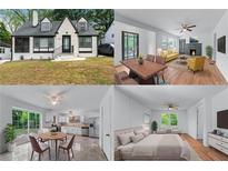 Charming home with black and white trim, a well-manicured lawn, and mature trees at 1322 Thurgood Sw St, Atlanta, GA 30314