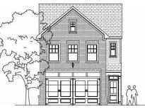 Rendering of a brick two-story home with a two-car garage and classic architectural detailing at 1924 William Glen St, Dacula, GA 30019