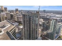 Stunning aerial view of a high-rise condo in the city with a beautiful cityscape backdrop under a clear sky at 400 W Peachtree Nw St # 3614, Atlanta, GA 30308