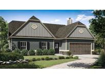 Charming craftsman-style home with a two-car garage, beautifully landscaped front yard and welcoming covered entry at 498 Charleston Pl, Villa Rica, GA 30180
