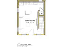 Open-concept floor plan featuring a combined living room and kitchen with modern appliances and an efficient layout at 971 Peeples Sw St, Atlanta, GA 30310