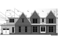Detailed architectural rendering of a brick home featuring multiple windows and a prominent two-car garage at 2620 Caney Rd, Alpharetta, GA 30005