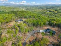 Panoramic aerial view of a luxury homes nestled within lush green forests and rolling hills, exuding privacy and tranquility at 281 Abbott Dr, Canton, GA 30114