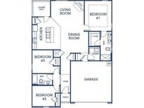 Detailed floor plan showcasing bedrooms, kitchen, living room, bathrooms, and garage layout at 8594 Secretariat Dr, Lithonia, GA 30058
