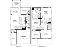 A detailed floor plan showcasing the layout of the entire home, including room dimensions and garage at 5045 Paravicini Pl, Cumming, GA 30041