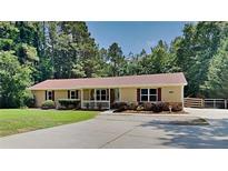 Charming ranch-style home with a well-manicured lawn, lovely landscaping, and a long driveway at 11953 Brown Bridge Rd, Covington, GA 30016