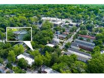 Real estate aerial view of the North Highland Avenue apartment building and surrounding neighborhood at 986 Greenwood Ne Ave # 4, Atlanta, GA 30306