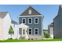 Charming two-story home with blue siding, gray roof, and a welcoming yellow front door at 2729 Creek View Nw Ter, Atlanta, GA 30318