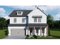 Charming two-story home with white siding, a gray roof, and a manicured lawn, offering classic curb appeal at 406 Westmarch Cir, Loganville, GA 30052