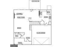 Layout of home with Gathering room, kitchen, dining, garage and porch outlined in this open-concept floor plan at 748 Great Oak Pl, Villa Rica, GA 30180