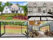 Beautiful two-story home with manicured lawn and flower beds at 5875 Windjammer Pt, Cumming, GA 30041