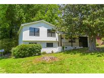 Charming home featuring a well-manicured lawn, classic white siding, black trim windows, and a cozy, inviting front porch at 3017 Tribble Ln, Atlanta, GA 30311