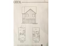 Illustration of a two-story brick home design with an attached two car garage and front yard at 4839 Station Lane -Lot 31, Union City, GA 30349