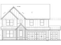 Detailed architectural rendering showcases the home's exterior with its brick, vertical siding, and windows at 611 Villa Rica Spgs, Villa Rica, GA 30180