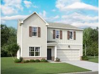 Charming two-story home with neutral siding, dark shutters, and a well-manicured front lawn at 7775 Sudbury Cir, Covington, GA 30014