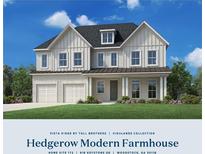New Hedgerow Modern Farmhouse featuring a two-car garage and beautiful landscaping at 918 Keystone Dr, Woodstock, GA 30188