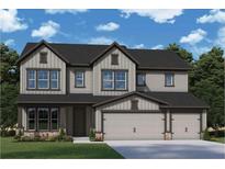 Charming two-story home with gray siding, black roof, stone accents, and a two-car garage at 4835 Beechnut Circle, Cumming, GA 30028