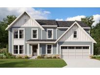 Charming two-story home with stylish gray siding, stone accents, and a welcoming two-car garage at 201 Pickens Bluff Ln, Hiram, GA 30141