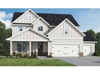 New construction home features a board and batten facade, stone accents, and a two-car garage at 613 Villa Rica Spgs, Villa Rica, GA 30180