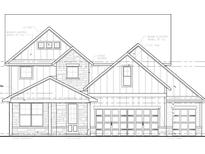 Detailed elevation showcases stone and board and batten siding, complemented by multi-paned windows and a gable roof at 613 Villa Rica Spgs, Villa Rica, GA 30180