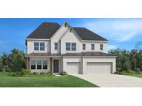 Stunning two-story home featuring a white brick facade, a well-manicured lawn, and an attached two-car garage at 6930 Pond View Dr, Cumming, GA 30028