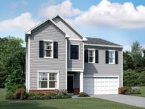 Charming two-story home featuring gray siding, black shutters, and a well-manicured front yard at 55 Bandimere Pkwy, Dallas, GA 30157