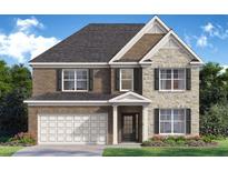 Charming two-story home featuring a brick and stone facade with an attached two-car garage at 7171 Linden Dr, South Fulton, GA 30349