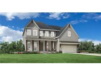 Charming two-story home with gray siding, large front porch, and well-manicured lawn at 7470 Trotting Trl, Cumming, GA 30040