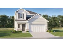 Charming two-story home with a two-car garage, gray door and siding, and a well-manicured lawn at 2340 Treaty Ln, Douglasville, GA 30135