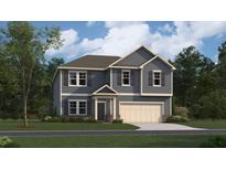 Charming two-story home with a covered entrance, neutral color palette, and attached two-car garage at 2483 Cotton Ln, Douglasville, GA 30135
