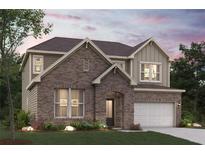 Charming two-story brick home featuring a manicured lawn and attached two-car garage at 7205 Brushwood Bend (Lot 31), Lithonia, GA 30058