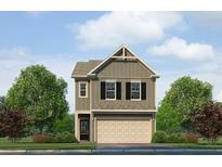 Charming two-story home with vertical siding, black shutters, well-manicured lawn, and an attached two-car garage at 1259 Riverstone Rd, Jonesboro, GA 30238