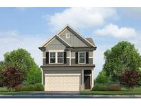 Charming two-story home featuring a gabled roof, gray siding, black shutters, and an attached garage at 1270 Meadowbrook Dr, Jonesboro, GA 30238