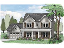 Charming two-story home with grey siding, stone foundation, shutters, and a welcoming front porch and attached garage at 1082 Cherry Bark Ct, Loganville, GA 30052