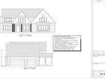 Architectural drawing of the front and right elevation of a two-story home showcasing the exterior design at 7947 Post Rd, Winston, GA 30187