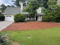Charming single-Gathering home featuring a well-manicured lawn, mulched flower beds, and a two-car garage at 750 Providence Dr, Lawrenceville, GA 30044