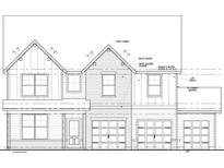 Detailed elevation showcasing a two-story home with brick and siding facade and a two car garage at 403 Bass Cir, Villa Rica, GA 30180