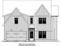 Detailed front elevation shows siding, roofline, garage door, windows, and entry details at 2477 Bobbie Dr, Marietta, GA 30066