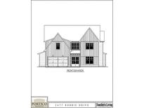 Front elevation of a beautifully designed house with vertical siding and a two-car garage, showcasing its symmetrical facade at 2477 Bobbie Dr, Marietta, GA 30066