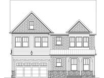 Detailed black and white architectural drawing of a two-story home with a garage at 202 Dawson Dr, Woodstock, GA 30188