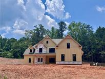 Two-story home featuring a gable roof design, light yellow siding, black trim, and a double-door entry at 133 West Lake Blvd, Carrollton, GA 30116