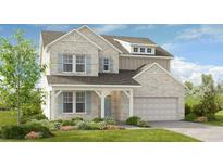 Charming two-story brick home with a manicured lawn, light blue shutters and a two-car garage at 102 Sheryl Way, Loganville, GA 30052