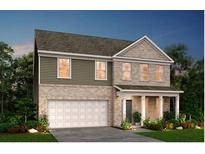Charming two-story home with a brick and siding exterior, covered porch, and two-car garage at 6106 Marigold Way, Atlanta, GA 30349