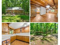 Property collage featuring a log cabin, interior, and exterior views at 1975 Mack Rd, Douglasville, GA 30135