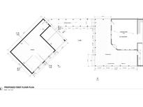 Proposed first floor plan showcases open layout, deck, and garage at 265 Mayfield Rd, Alpharetta, GA 30009