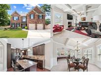 Two story brick home with a well manicured lawn, a two car garage and mature landscaping at 3024 Bridgehaven Ct, Snellville, GA 30039