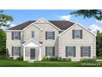 Charming two-story brick home featuring gray shutters, a covered entryway, and manicured landscaping at 421 Hartsfield Rd, Mcdonough, GA 30253