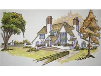 Charming sketch of a home with a pitched roof, bay windows, and a well-manicured front yard, exuding curb appeal at 0 Cox Rd, Roswell, GA 30075