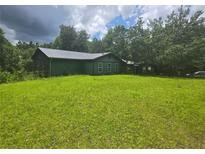 Charming home with a metal roof, green exterior, and a large grassy front yard at 1048 Seals Rd, Dallas, GA 30157