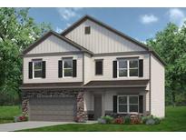 Two-story home with stone accents, black shutters, and a well-manicured lawn at 2 Silver Leaf Trl, Douglasville, GA 30134